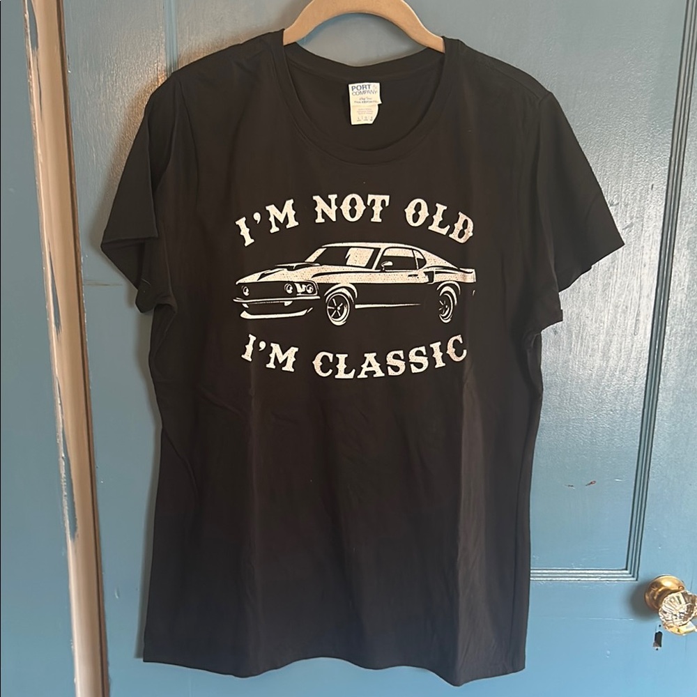 Black Tee with Classic Mustang